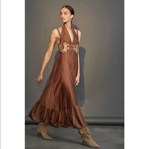 Anthropologie x Nikita Mhaisalkar Flounced Maxi Dress Size 0P